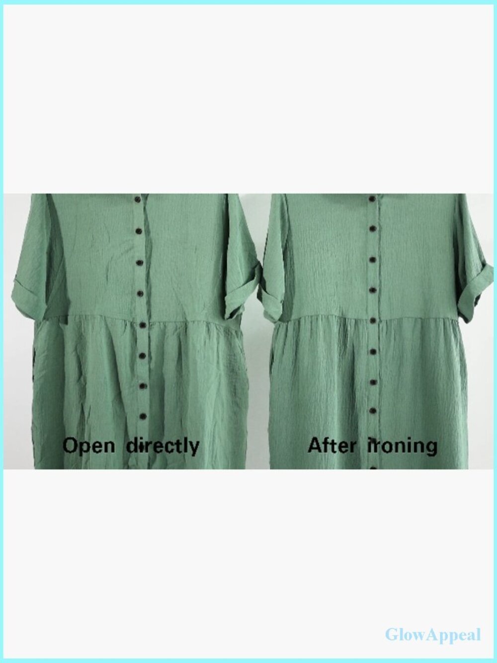 Women's Babydoll Dress Short Sleeve Button Down Sundress with Pockets - Picture 7 of 7